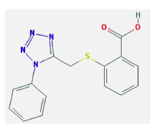 2-{[(1-phenyl-1H-tetrazol-5-yl)methyl]thio}benzoic acid (CAS 872319-73-8) - chemical structure image