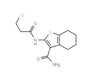 2-[(3-chloropropanoyl)amino]-4,5,6,7-tetrahydro-1-benzothiophene-3-carboxamide - chemical structure image