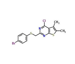 2-{[(4-bromophenyl)thio]methyl}-4-chloro-5,6-dimethylthieno[2,3-d]pyrimidine - chemical structure image