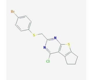 2-{[(4-bromophenyl)thio]methyl}-4-chloro-6,7-dihydro-5H-cyclopenta[4,5]thieno[2,3-d]pyrimidine - chemical structure image