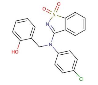 2-{[(4-Chlorophenyl)(1,1-dioxido-1,2-benzisothiazol-3-yl)amino]methyl}phenol - chemical structure image