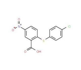 2-[(4-chlorophenyl)thio]-5-nitrobenzoic acid (CAS 66949-29-9) - chemical structure image