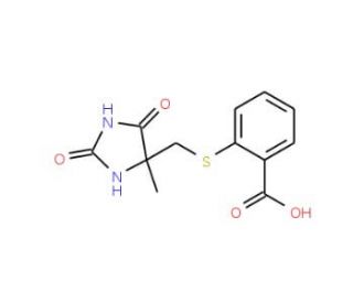 2-{[(4-methyl-2,5-dioxoimidazolidin-4-yl)methyl]thio}benzoic acid (CAS 956411-89-5) - chemical structure image