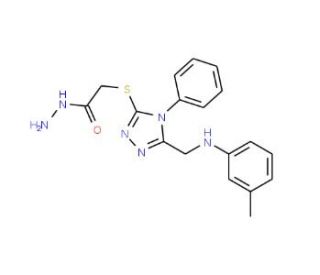 2-[(5-{[(3-Methylphenyl)amino]methyl}-4-phenyl-4H-1,2,4-triazol-3-yl)thio]acetohydrazide - chemical structure image