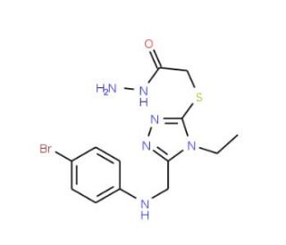 2-[(5-{[(4-Bromophenyl)amino]methyl}-4-ethyl-4H-1,2,4-triazol-3-yl)thio]acetohydrazide - chemical structure image