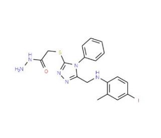 2-[(5-{[(4-Iodo-2-methylphenyl)amino]methyl}-4-phenyl-4H-1,2,4-triazol-3-yl)thio]acetohydrazide - chemical structure image