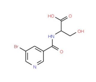 2-[(5-Bromo-pyridine-3-carbonyl)-amino]-3-hydroxy-propionic acid - chemical structure image