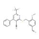 2-[(5-Formyl-2-methoxybenzyl)thio]-4-phenyl-6-(trifluoromethyl)nicotinonitrile - chemical structure image