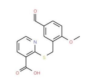 2-[(5-Formyl-2-methoxybenzyl)thio]nicotinic acid - chemical structure image