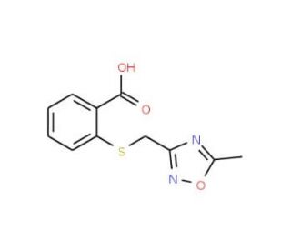 2-{[(5-methyl-1,2,4-oxadiazol-3-yl)methyl]thio}benzoic acid - chemical structure image