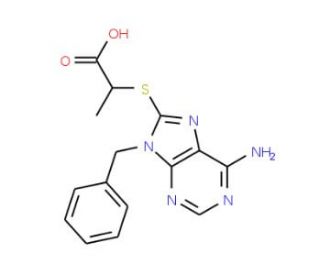 2-[(6-Amino-9-benzyl-9H-purin-8-yl)thio]-propanoic acid - chemical structure image