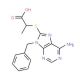 2-[(6-Amino-9-benzyl-9H-purin-8-yl)thio]-propanoic acid - chemical structure image