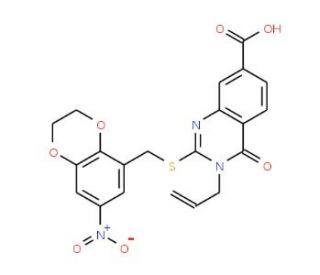 2-{[(7-nitro-2,3-dihydro-1,4-benzodioxin-5-yl)methyl]sulfanyl}-4-oxo-3-(prop-2-en-1-yl)-3,4-dihydroquinazoline-7-carboxylic a