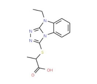 2-[(9-Ethyl-9H-[1,2,4]triazolo[4,3-a]benzimidazol-3-yl)thio]propanoic acid - chemical structure image