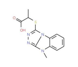 2-[(9-Methyl-9H-[1,2,4]triazolo[4,3-a]-benzimidazol-3-yl)thio]propanoic acid - chemical structure image