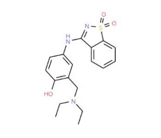 2-[(diethylamino)methyl]-4-[(1,1-dioxido-1,2-benzisothiazol-3-yl)amino]phenol - chemical structure image