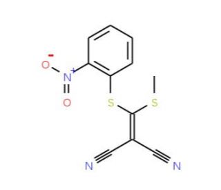 2-[(Methylthio)(2-nitrophenylthio)methylene]-malononitrile (CAS 214330-81-1) - chemical structure image