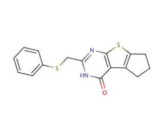 2-[(phenylthio)methyl]-3,5,6,7-tetrahydro-4H-cyclopenta[4,5]thieno[2,3-d]pyrimidin-4-one - chemical structure image