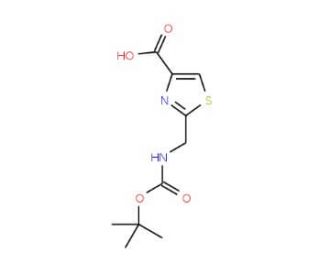2-[[(tert-butoxycarbonyl)amino]methyl]thiazole-4-carboxylic acid (CAS 71904-80-8) - chemical structure image