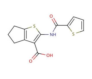 2-[(thien-2-ylcarbonyl)amino]-5,6-dihydro-4H-cyclopenta[b]thiophene-3-carboxylic acid - chemical structure image