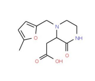 2-{1-[(5-Methyl-2-furyl)methyl]-3-oxo-2-piperazinyl}acetic acid (CAS 1022919-08-9) - chemical structure image