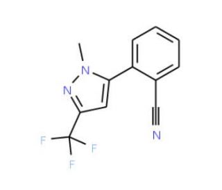 2-[1-Methyl-3-(trifluoromethyl)-1H-pyrazol-5-yl]benzonitrile (CAS 910037-17-1) - chemical structure image