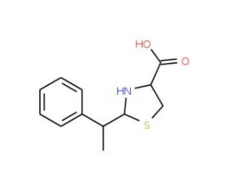 2-(1-Phenyl-ethyl)-thiazolidine-4-carboxylic acid (CAS 83690-82-8) - chemical structure image