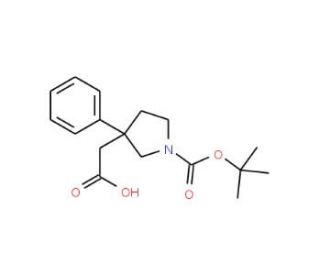 2-[1-(tert-Butoxycarbonyl)-3-phenyltetrahydro-1H-pyrrol-3-yl]acetic acid - chemical structure image
