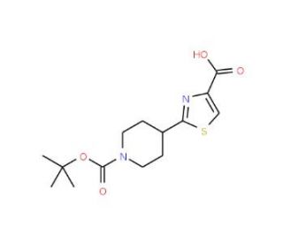 2-[1-(tert-Butoxycarbonyl)-4-piperidinyl]-1,3-thiazole-4-carboxylic acid (CAS 668484-45-5) - chemical structure image