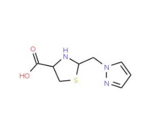 2-(1H-Pyrazol-1-ylmethyl)-1,3-thiazolidine-4-carboxylic acid - chemical structure image