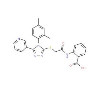 2-{2-[4-(2,4-Dimethyl-phenyl)-5-pyridin-3-yl-4H-[1,2,4]triazol-3-ylsulfanyl]-acetylamino}-benzoic acid - chemical structure i