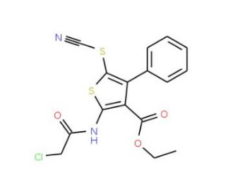 2-(2-Chloro-acetylamino)-4-phenyl-5-thiocyanato-thiophene-3-carboxylic acid ethyl ester - chemical structure image