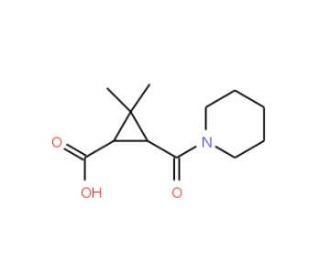 2,2-Dimethyl-3-(piperidin-1-ylcarbonyl)-cyclopropanecarboxylic acid - chemical structure image