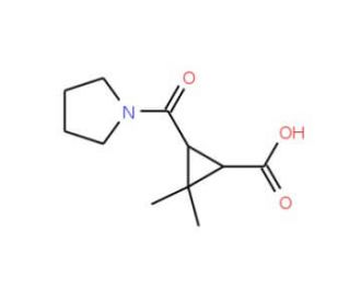 2,2-Dimethyl-3-(pyrrolidin-1-ylcarbonyl)-cyclopropanecarboxylic acid - chemical structure image
