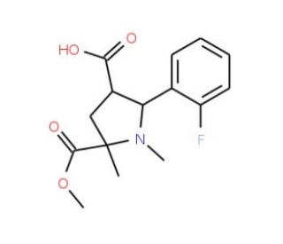 2-(2-Fluorophenyl)-5-(methoxycarbonyl)-1,5-dimethyl-3-pyrrolidinecarboxylic acid - chemical structure image