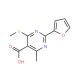 2-(2-furyl)-4-methyl-6-(methylthio)pyrimidine-5-carboxylic acid - chemical structure image
