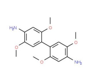 2,2&prime;,5,5&prime;-tetramethoxy-1,1&prime;-biphenyl-4,4&prime;-diamine (CAS 23071-40-1) - chemical structure image