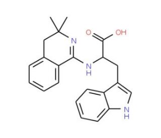 2-(3,3-Dimethyl-3,4-dihydro-isoquinolin-1-ylamino)-3-(1H-indol-3-yl)-propionic acid - chemical structure image