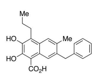 2,3-Dihydroxy-6-methyl-7-(phenylmethyl)-4-propyl-1-naphthalenecarboxylic Acid (CAS 213971-34-7) - chemical structure image
