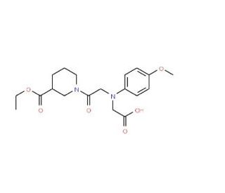[{2-[3-(Ethoxycarbonyl)piperidin-1-yl]-2-oxoethyl}(4-methoxyphenyl)amino]acetic acid - chemical structure image