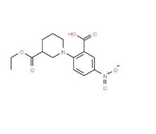2-[3-(Ethoxycarbonyl)piperidin-1-yl]-5-nitrobenzoic acid - chemical structure image