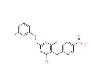 2-(3-Fluorobenzylthio)-4-hydroxy-6-methyl-5-(4-nitrobenzyl)pyrimidine - chemical structure image