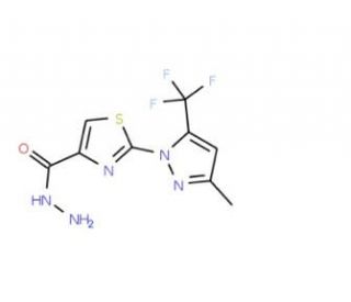 2-[3-Methyl-5-(trifluoromethyl)-1H-pyrazol-1-yl]-1,3-thiazole-4-carbohydrazide - chemical structure image