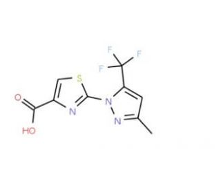 2-[3-Methyl-5-(trifluoromethyl)-1H-pyrazol-1-yl]-1,3-thiazole-4-carboxylic acid (CAS 449778-74-9) - chemical structure image