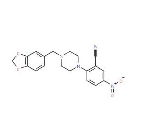 2-[4-(1,3-Benzodioxol-5-ylmethyl)piperazin-1-yl]-5-nitrobenzonitrile - chemical structure image
