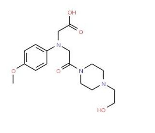 [{2-[4-(2-Hydroxyethyl)piperazin-1-yl]-2-oxoethyl}(4-methoxyphenyl)amino]acetic acid - chemical structure image