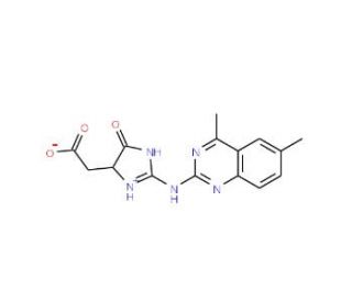 [2-(4,6-Dimethyl-quinazolin-2-ylamino)-5-oxo-4,5-dihydro-1H-imidazol-4-yl]-acetic acid (CAS 345951-23-7) - chemical structure
