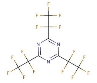 2,4,6-Tris(pentafluoroethyl)-1,3,5-triazine (CAS 858-46-8) - chemical structure image