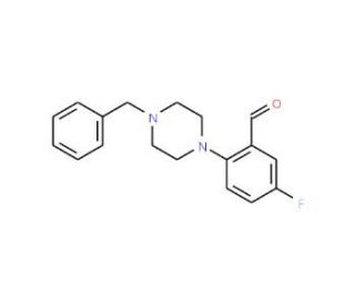 2-(4-Benzyl-1-piperazino)-5-fluoro-benzaldehyde (CAS 883512-26-3) - chemical structure image