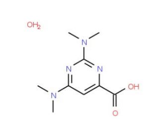 2,4-Bis(dimethylamino)pyrimidine-6-carboxylic acid monohydrate (CAS 386715-39-5) - chemical structure image